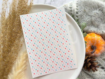 1 Sheet, Approx 13x90cm, Mini Heart Print Water Decal Image Transfer for Polymer Clay / Ceramics